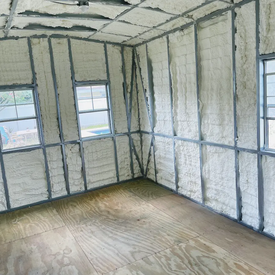 Closed-cell spray foam insulation applied to wall cavities in a residential project in Novato