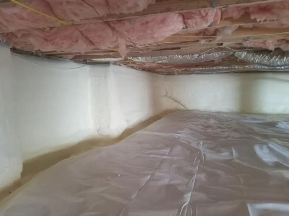 Crawl space encapsulation with closed-cell spray foam for Roof Leak Repair in Novato